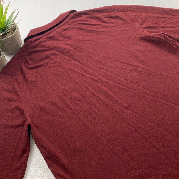 Banana Republic Stretch Merino Wool Blend Johnny Collar Long Sleeve Sweater Polo - Picture 4 of 16